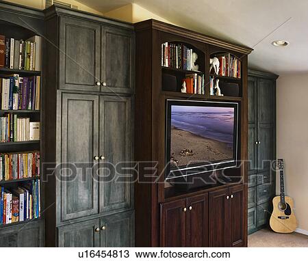 Custom built entertainment center cabinet View Large Photo Image Stock Image - Custom built entertainment center cabinet. Fotosearch