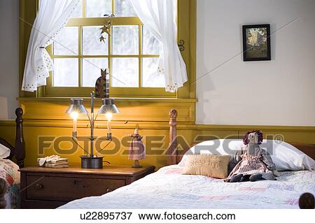 Detail bedroom in colonial style home View Large Photo Image Stock Photo - Detail bedroom in colonial style home. Fotosearch