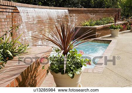 Detail contemporary brick fountain View Large Photo Image Picture - Detail contemporary brick fountain. Fotosearch