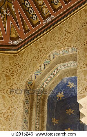 Stock Photograph - Detail hand painted alcove in Santa Barbara Courthouse. Fotosearch