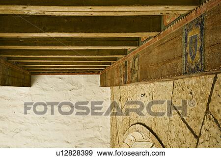 Detail Hand Painted Ceiling Beams Stock Photo U12828399