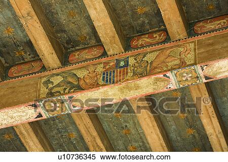 Detail Hand Painted Ceiling Beams Stock Photography