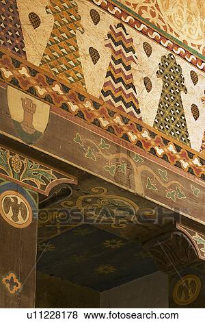 Detail painted wooden beams and wall View Large Photo Image Stock Photo - Detail painted wooden beams and wall. Fotosearch