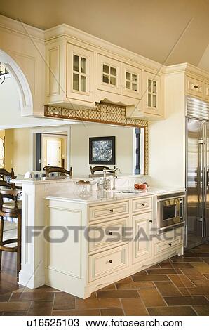 Detail traditional kitchen with breakfast bar View Large Photo Image Stock Image - Detail traditional kitchen with breakfast bar. Fotosearch