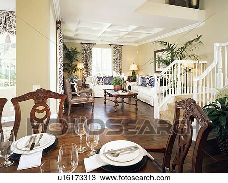 Dining room outside of living room View Large Photo Image Stock Image - Dining room outside of living room. Fotosearch