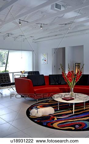 Dog in modern living room View Large Photo Image Stock Image - Dog in modern living room. Fotosearch