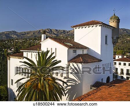 Exterior view jail wing of Santa Barbara courthouse View Large Photo Image Picture - Exterior view jail wing of Santa Barbara courthouse. Fotosearch