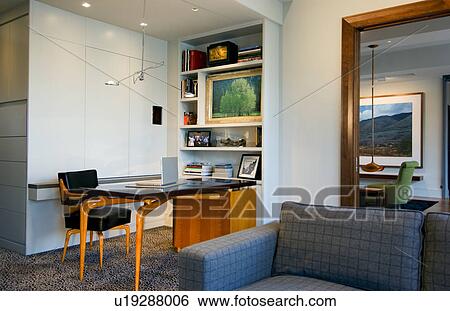 Home office in modern interior View Large Photo Image Stock Photograph - Home office in modern interior. Fotosearch