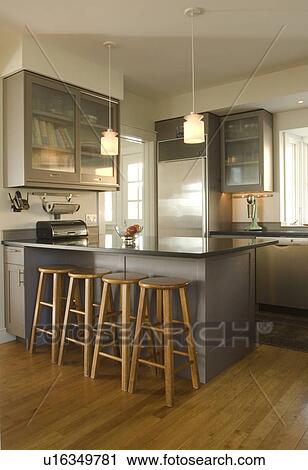 Modern gray kitchen View Large Photo Image Stock Image - Modern gray kitchen. Fotosearch