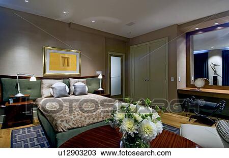 Stock Image - Modern master bedroom. Fotosearch
