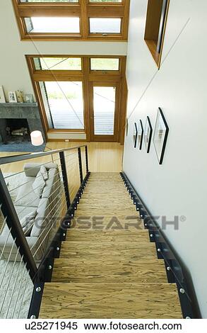 Stock Photography - Modern wooden staircase. Fotosearch