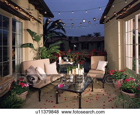 Outdoor patio at dusk View Large Photo Image Stock Photo - Outdoor patio at dusk. Fotosearch