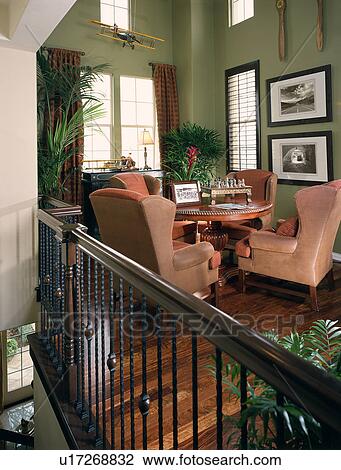 Sitting area with wingback chairs View Large Photo Image Stock Image - Sitting area with wingback chairs. Fotosearch
