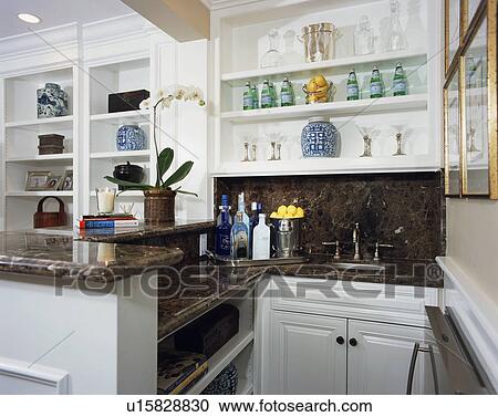 Small Wet Bar With Granite Countertops Stock Image U15828830