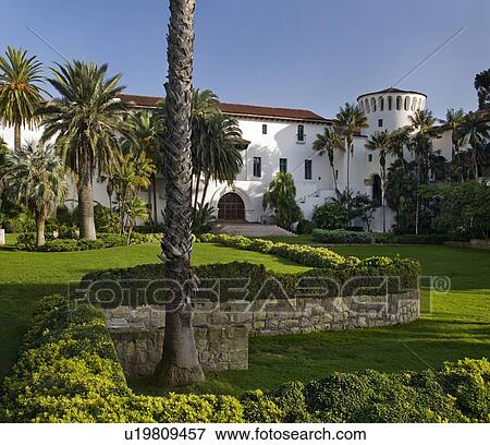 Stock Photo - Sunken garden outside Santa Barbara courthouse. Fotosearch