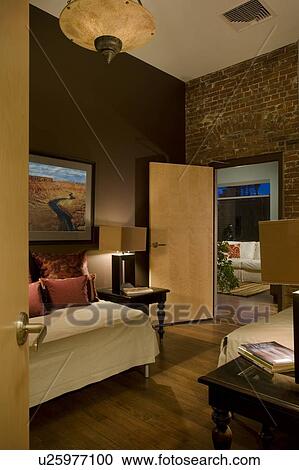 View through doorways in contemporary bedroom View Large Photo Image Stock Image - View through doorways in contemporary bedroom. Fotosearch