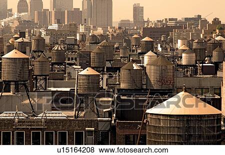 Wood constructed, roof mounted water storage tanks View Large Photo Image Stock Photo - Wood constructed, roof mounted water storage tanks. Fotosearch