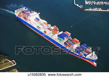 Aerial view of cargo ship View Large Photo Image Stock Photography - Aerial view of cargo ship. Fotosearch