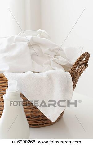 Basket of clean laundry View Large Photo Image Stock Photo - Basket of clean laundry. Fotosearch