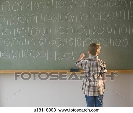 Boy writing binary code on blackboard View Large Photo Image Stock Image - Boy writing binary code on blackboard. Fotosearch
