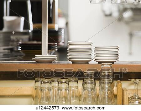 Clean dishes in restaurant View Large Photo Image Stock Photo - Clean dishes in restaurant. Fotosearch