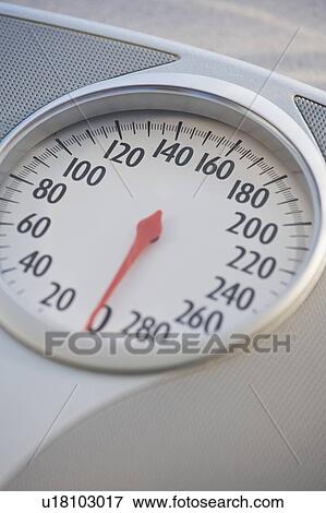 Stock Photo - Close up of bathroom scale. Fotosearch