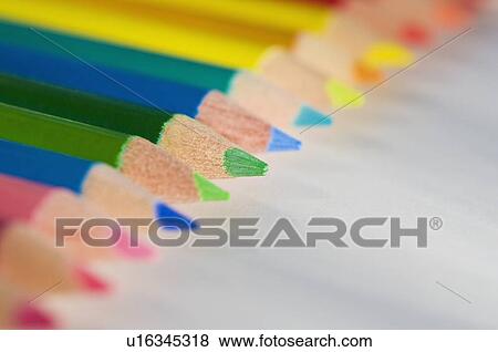 Stock Photo - Close up of colored pencil tips. Fotosearch