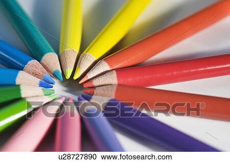 Stock Image - Close up of colored pencils. Fotosearch