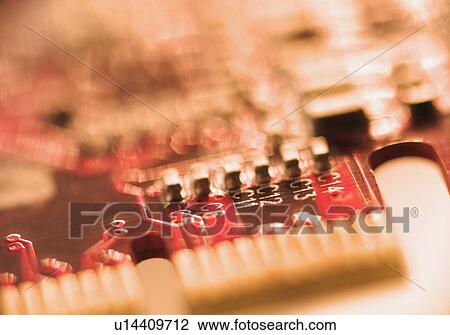 Stock Image - Close up of computer circuit board. Fotosearch