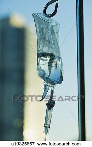 Stock Photo - Close up of I. V. drip bag. Fotosearch