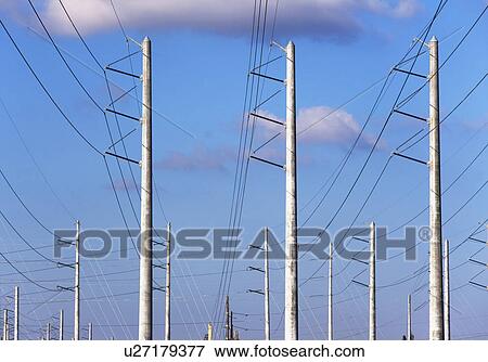 Communication tower and power lines View Large Photo Image Stock Photo - Communication tower and power lines. Fotosearch