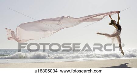 Dancer leaping on beach View Large Photo Image Picture - Dancer leaping on beach. Fotosearch