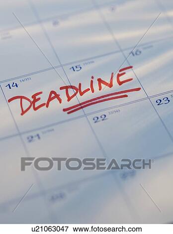 Deadline written on calendar View Large Photo Image Stock Photo - Deadline written on calendar. Fotosearch