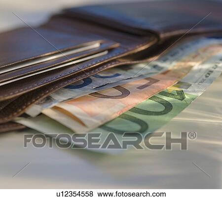 Euro notes in wallet View Large Photo Image Stock Photo - Euro notes in wallet. Fotosearch