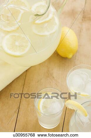 Glasses of fresh lemonade View Large Photo Image Stock Photo - Glasses of fresh lemonade. Fotosearch