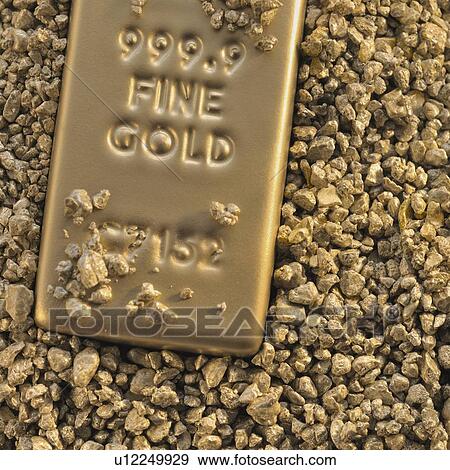 Stock Photo - Gold block and nuggets. Fotosearch