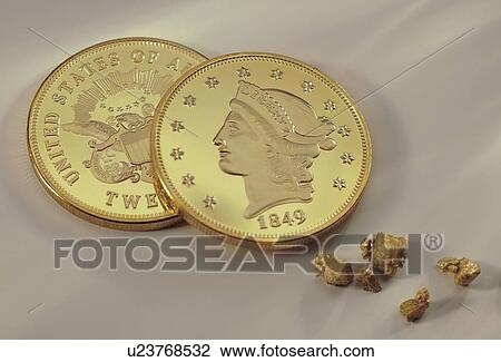 Gold coins and nuggets View Large Photo Image Stock Image - Gold coins and nuggets. Fotosearch
