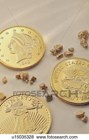 Gold coins and nuggets View Large Photo Image Stock Photo - Gold coins and nuggets. Fotosearch