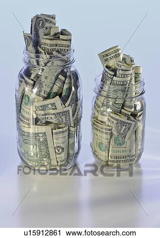 Jars full of money View Large Photo Image Stock Image - Jars full of money. Fotosearch