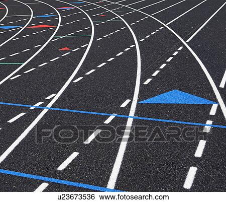 Lanes on running track View Large Photo Image Stock Photograph - Lanes on running track. Fotosearch