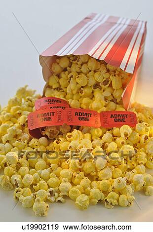 Movie tickets and popcorn View Large Photo Image Stock Photo - Movie tickets and popcorn. Fotosearch