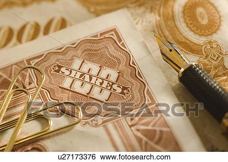 Stock Photograph - Old corporate bonds. Fotosearch