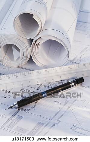 Pen and blueprints View Large Photo Image Stock Image - Pen and blueprints. Fotosearch