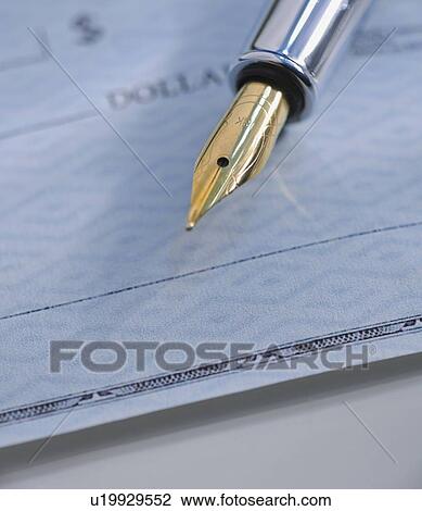 Pen and personal check View Large Photo Image Stock Image - Pen and personal check. Fotosearch