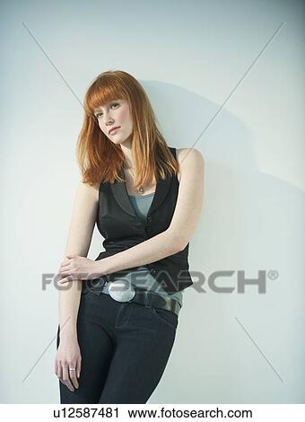 Stock Image - Portrait of fashionable woman. Fotosearch