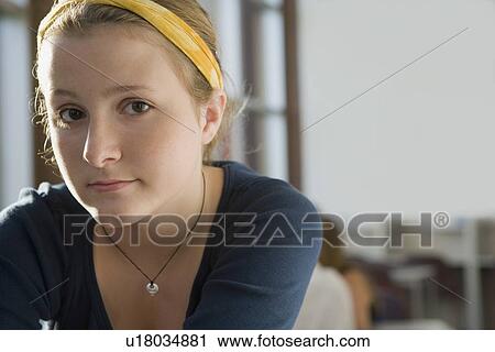 Portrait of girl in library View Large Photo Image Stock Image - Portrait of girl in library. Fotosearch