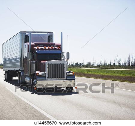 Semi truck on highway View Large Photo Image Stock Image - Semi truck on highway. Fotosearch