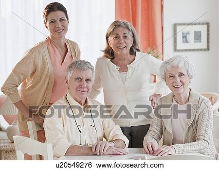 Stock Photograph - Senior adults in retirement community. Fotosearch