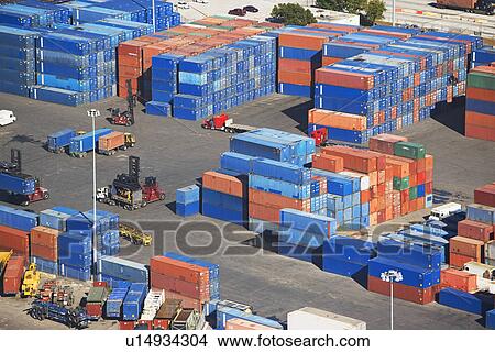 Shipping containers at port View Large Photo Image Picture - Shipping containers at port. Fotosearch