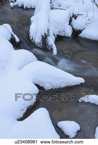 Snowy stream in winter View Large Photo Image Stock Image - Snowy stream in winter. Fotosearch
